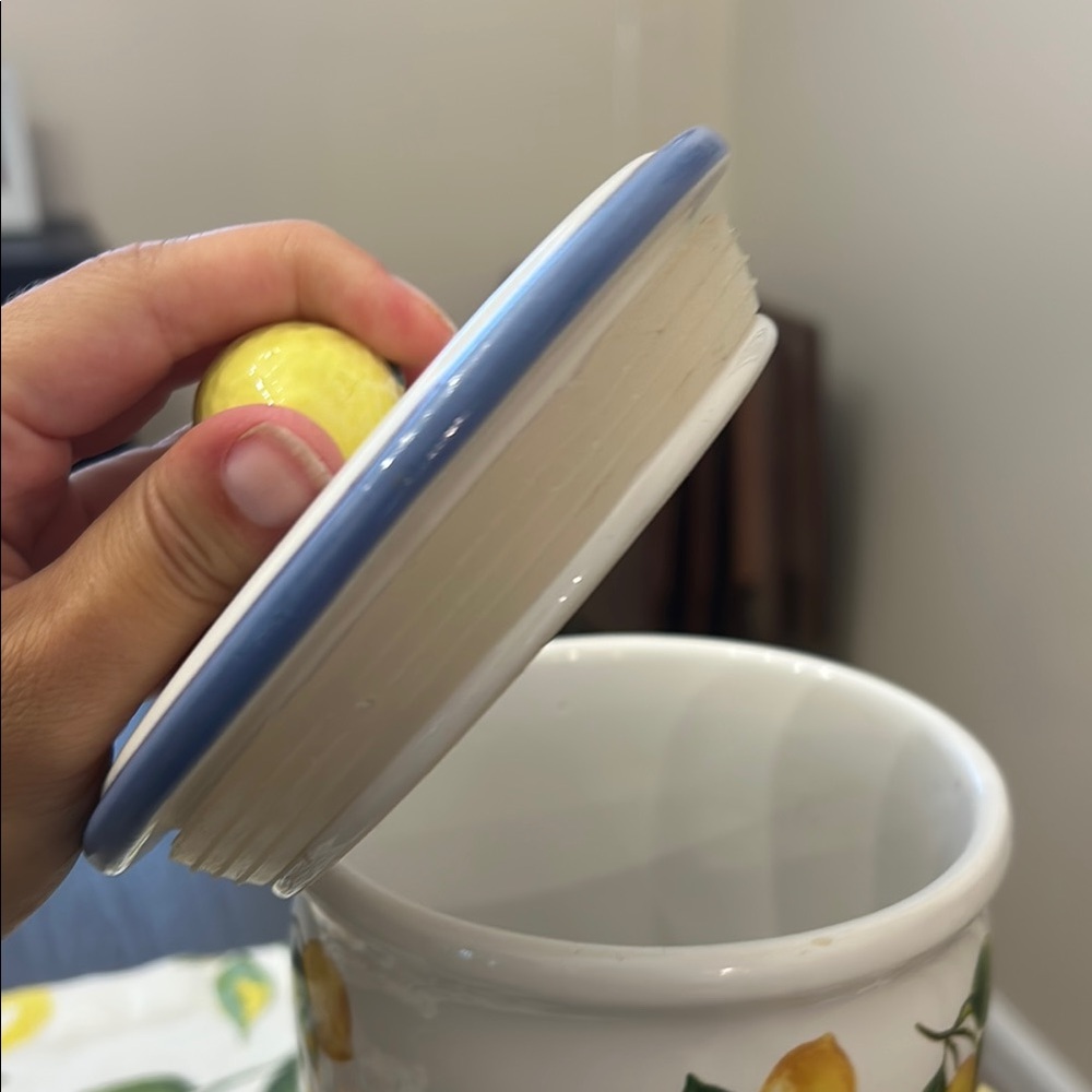 Martha Stewart Lemon Print Ceramic Canister with Lid - Picture 4 of 5